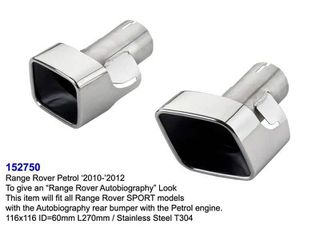 Range Rover Sport Stainless Steel Exhaust Tips L270 ID60 116×116 Set