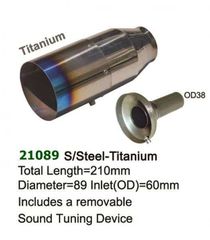 Universal Titanium Exhaust Tip Round D89 L180 IN60-50