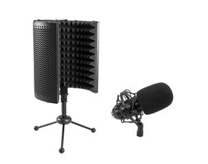 OMNITRONIC Set MIC CM-78MK2 Large Diaphragm Condenser Mic + AS-04 Desk Microphone Absorber System - OMNITRONIC