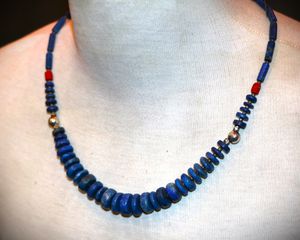 Κολιέ Lapis Λάπις Λάζουλι,  κοράλλι, Ασήμι sterling silver 925 - κλείσιμο καταστήματος SST069