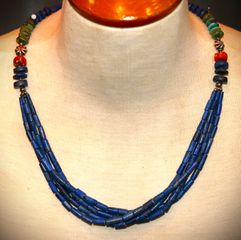 Κολιέ Lapis Λάπις Λάζουλι,  κοράλλι, Ασήμι sterling silver 925 - κλείσιμο καταστήματος SST070