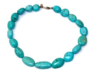 Κολιέ γνήσια ακατέργαστα Τουρκουάζ  Ασήμι sterling silver 925 - κλείσιμο καταστήματος SST073