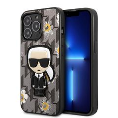 Karl Lagerfeld Flower Mono Ikonik Patch Case Θήκη προστασίας από δερματίνη – iPhone 13 Pro Γκρι – KLHCP13LPMNFIK1