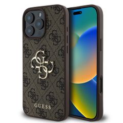 Guess “4G Logo Collection” Hard Case PU Case Θήκη προστασίας από δερματίνη – iPhone 16 Pro Max Καφέ – GUHCP16X4GMGBR