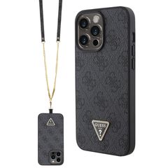 Guess “4G Metal Logo Strass Collection” Crossbody Case Θήκη προστασίας από δερματίνη με λουράκι – iPhone 15 Pro Μαύρο – GUHCP15L