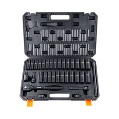 VEVOR 1/2" Drive Impact Socket Set, 33 Piece Socket Set SAE 3/8"-1" and Metric 10-24mm, 6 Point Cr-V Alloy Steel for Auto Repair, Ευανάγνωστα σημάδια μεγέθους, Στιβαρή κατασκευή, Περιλαμβάνει θήκη απο