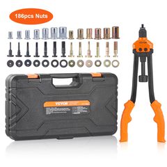 VEVOR Rivet Nut Tool, 16" Rivnut Tool Kit with 13PCS Metric and SAE Mandrels, 186PCS Rivet Nuts, M3, M4, 10-24, M5, M6, 1/4-20, 8-32, 5/16-18, M8 , 3/8-16, M10, M12, 1/2-13, Με θήκη μεταφοράς