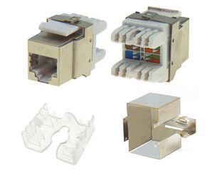 Keystone jack RJ45 outlet / panel STP θωρακισμένο CAT 5e τύπου KRONE 180° SILVER SW1008S SUT