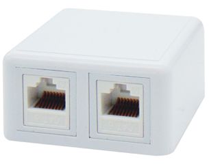 Πρίζα δικτύου επίτοιχη 2P με keystone jack CAT 6 SUT 55x60x25mm