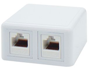 Πρίζα δικτύου επίτοιχη 2P με KEYSTONE JACK CAT 6 με UL SUT 55x60x25mm