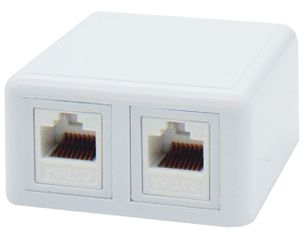 Επίτοιχη πρίζα δικτύου λευκή 2P με keystone jack CAT 6A SUT