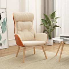 Πολυθρόνα Relax Κρεμ από Ύφασμα και PVC 341303