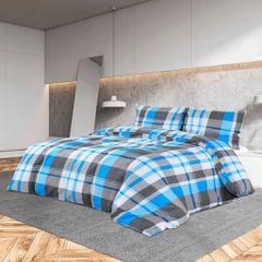 Σετ Παπλωματοθήκης Μπλε και Γκρι 200x220 εκ. Βαμβακερό 136073