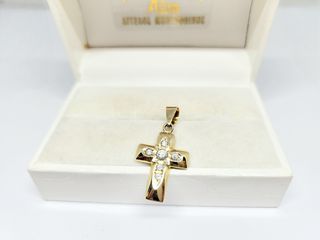 Χειροποίητος Σταυρός χρυσός Κ14 με ζιργκόν Α95616 ΤΙΜΗ 360 ΕΥΡΩ