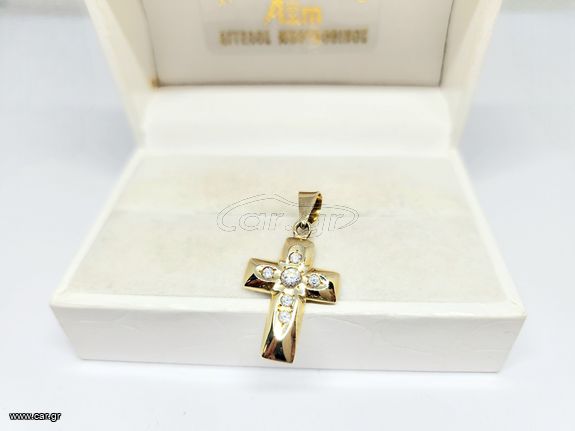 Χειροποίητος Σταυρός χρυσός Κ14 με ζιργκόν Α95616 ΤΙΜΗ 360 ΕΥΡΩ