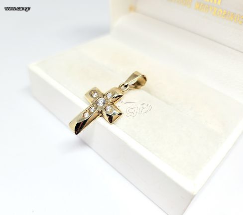 Χειροποίητος Σταυρός χρυσός Κ14 με ζιργκόν Α95616 ΤΙΜΗ 360 ΕΥΡΩ-thumb-1