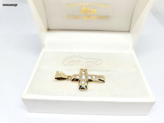 Χειροποίητος Σταυρός χρυσός Κ14 με ζιργκόν Α95616 ΤΙΜΗ 360 ΕΥΡΩ-thumb-2