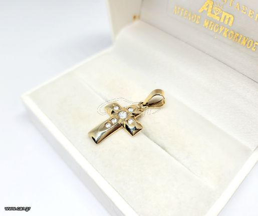 Χειροποίητος Σταυρός χρυσός Κ14 με ζιργκόν Α95616 ΤΙΜΗ 360 ΕΥΡΩ-thumb-4