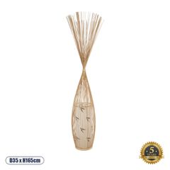 Boho Επιδαπέδιο Φωτιστικό Μονόφωτο 1 x E27 IP20 Μπεζ Ξύλο με Λευκό Ύφασμα - Μ35 x Π35 x Υ165cm