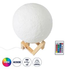 Επιτραπέζιο Φωτιστικό LED 3W 150lm 360° DC 5V IP20 RGB Dimmable Λευκό Πλαστικό με Μπεζ Ξύλο - Λειτουργία μόνο σε ρεύμα, χωρίς μπαταρίες - Μ20 x Π20 x Υ23cm - 2 Χρόνια Εγγύηση