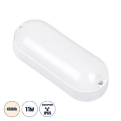 LED Πλαφονιέρα Οροφής - Τοίχου Οβάλ 11W 939lm 150° AC 220-240V Αδιάβροχο IP65 Μ17 x Π7 x Υ4.5cm Φυσικό Λευκό 4500K - 3 Years Warranty