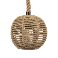 Boho Κρεμαστό Φωτιστικό Μπάλα Μονόφωτο 1 x E27 IP20 Μπεζ Σχοινί - Μ20 x Π20 x Υ20cm
