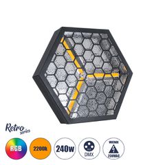 Επαγγελματικό Φωτιστικό Ειδικών Εφέ DIGITAL MATRIX PIXEL & Blinder - 3 x 80W LED COB Chips Ultra Gold Warm White 2200K & 30 x 0.5W LED SMD5050 Chips RGB - AC 220V-240V DMX512 Display on Body - Μαύρο -