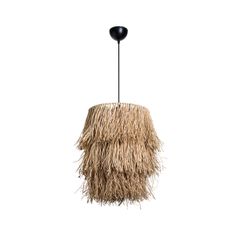 Boho Κρεμαστό Φωτιστικό Καπέλο Μονόφωτο 1 x E27 IP20 Μπέζ Ψάθα - M30 x Π30 x Υ90cm