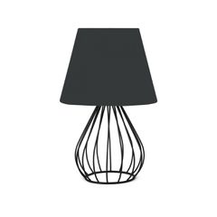 Μοντέρνο Eπιτραπέζιο Φωτιστικό Μονόφωτο 1 x E27 IP20 Μαύρο Μέταλλο με Μαύρο Ύφασμα - Μ22 x Π22 x Υ36cm