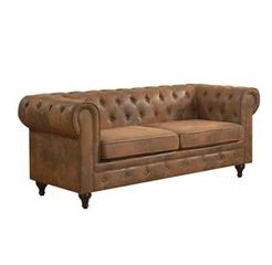 CHESTERFIELD York Kαναπές 3Θέσιος Σαλονιού - Καθιστικού, Ύφασμα Απόχρωση Καφέ Camel