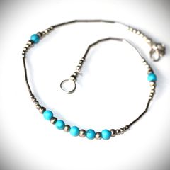 Βραχιόλι  αλυσίδα ποδιού Τουρκουάζ, Ασήμι sterling silver 925 - κλείσιμο καταστήματος SST102