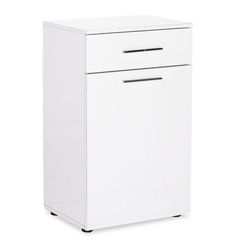 Ντουλάπι μπάνιου Chad pakoworld με καλάθι απλύτων λευκό gloss 52x38x83εκ