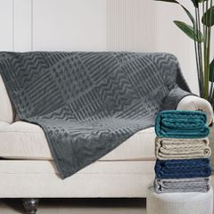 Κουβέρτα – ριχτάρι flannel ζακάρ Σχ. Karl 100% polyester διαστάσεων 200x220cm σε χρώμα Blue