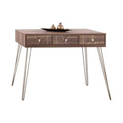 Κονσόλα Kaitlyn καρυδί με χρυσό 120x55x79,5Υcm
