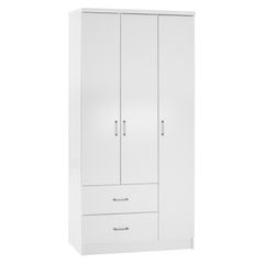Ντουλάπα τρίφυλλη με 2 συρτάρια Caesar λευκή 89x42,5x181cm