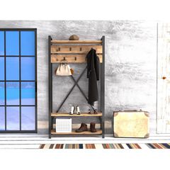 Έπιπλο εισόδου σε natural wood & μαύρο χρώμα διαστάσεων 90x34x180 cm