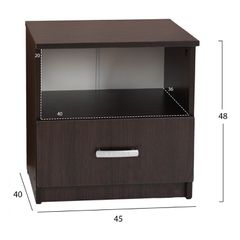 Κομοδίνο με συρτάρι Adler Wenge διαστάσεων 45x40x48cm-thumb-1