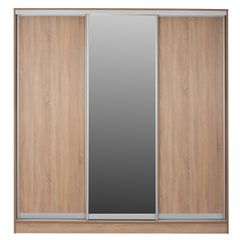 Ντουλάπα τρίφυλλη συρόμενη με καθρέπτη Sonama Oak 200x60x210Υcm-thumb-2