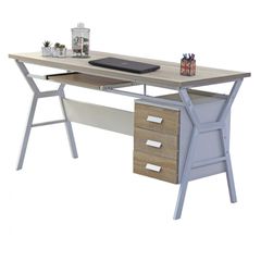 Γραφείο με μεταλλικό σκελετό Sonama λευκό 150x60x76Ycm