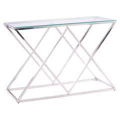 Κονσόλα Holland με γυαλί και βάση χρωμίου 120x40x78cm