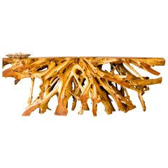 Κονσόλα από μασίφ ξύλο Teak φυσικό 150x40x70Ycm