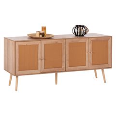 Μπουφές Colm μελαμίνης & συνθετικό rattan στις 4 πόρτες διαστάσεων 160x39,5x71Ycm