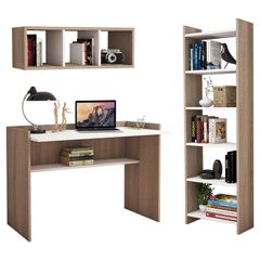 Σετ γραφείου 3 τεμάχια μελαμίνης σε απόχρωση Sonoma και λευκό