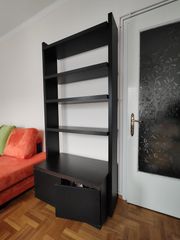 Βιβλιοθήκη μαύρη 95x50cm 2m ύψος