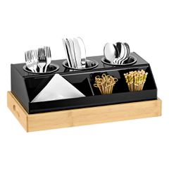 Organizer για μαχαιροπίρουνα 5 θέσεων με βάση Bamboo διαστάσεων 44x24x15cm