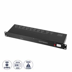 Διακλαδωτής & Ενισχυτής Σήματος DMX 8 Καναλιών - Rack Mount - AC 220-240V IP20 - Μ48 x Π17 x Υ4.5cm - 2 Χρόνια Εγγύηση