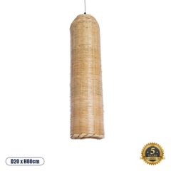 Boho Κρεμαστό Φωτιστικό Οροφής Μονόφωτο 1 x E27 AC220-240V IP20 - Φ20 x Υ80cm - Μπεζ Ξύλινο Μπαμπού Καμπάνα