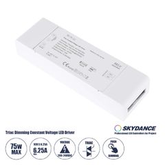 TE-75-12 SKYDANCE AC Triac Dimmer Push Dimming 1 Κανάλι AC 200-240V 1 x 6.25A 75W - Max 6.25A 75W - IP20 Μ18 x Π5.7 x Υ3cm - 5 Χρόνια Εγγύηση