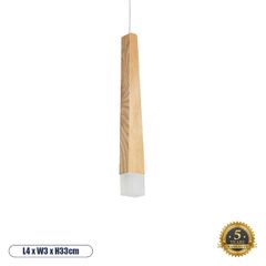 Μοντέρνο Κρεμαστό Φωτιστικό Οροφής LED AC220-240V IP20 - Μ4 x Π3 x Υ33cm - Μπεζ Ξύλινο - Θερμό Λευκό 3000K
