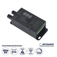 V1-B SKYDANCE DC RF 2.4Ghz Dimmer Constant Voltage Controller 1 Κανάλι DC 12-24V 1 x 20.5A 480W - Max 20.5A 480W - IP20 Μ9 x Π4 x Υ2.8cm - 5 Χρόνια Εγγύηση